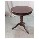 Round Vintage Wooden Pedestal Side Table