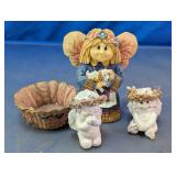 Whimsical Angel, Lamb & Cherub Figurines Set