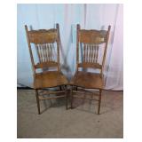 Vintage Carved Oak Spindle Chairs Duo