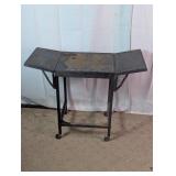 Vintage Metal Drop-Leaf Rolling Utility Cart