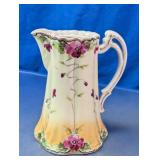 Hand Painted Japan Floral Porcelain Pitcher