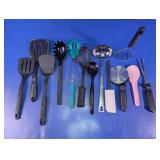 Assorted Plastic & Metal Kitchen Utensils Lot