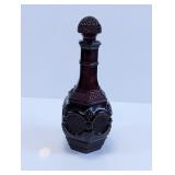 Ruby Red Pressed Glass Decanter