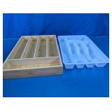 Wooden Drawer Organizer & White Cutlery Tray