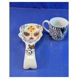 Halloween Mug & Sugar Skull Spoon Rest Lot
