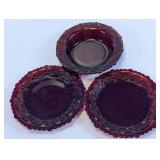 Avon Ruby Red Pressed Glass Plates Set