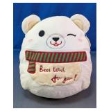 White Winking Christmas Bear Plush