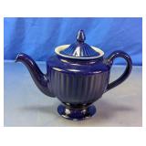Hall Cobalt Blue Ribbed Ceramic Teapot