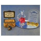 Friendship-Themed Trinket Box & Glass Rose Set