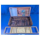 Wooden Storage Box, Serving Tray & Bath Caddy Lot