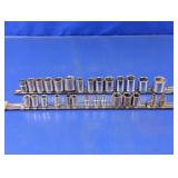 Vintage Socket Set Lot on Metal Storage Rails