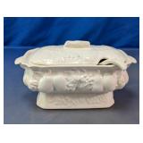 White Ceramic Fruit Motif Gravy Boat