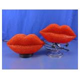 Red Resin Melted Bead Lip Accent Lamps Set