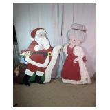 Vintage Wooden Santa & Mrs. Claus Cutouts Duo
