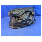 Yoki Black Studded Faux Leather Shoulder Bag