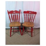 Vtg Spindle Back Wooden Dining Chairs Pair