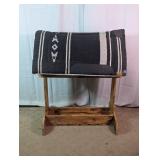 Wooden Saddle Stand & Western Saddle Pad