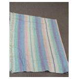 Pastel Striped Fringe Throw Blanket