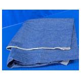 Denim Style Blue Woven Textile With Fringed Edge