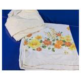 Floral Flat Sheet & Cream Fitted Sheet Pair