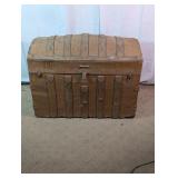 Antique Dome Top Steamer Trunk Storage Chest