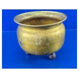 Vintage Footed Brass Planter Pot