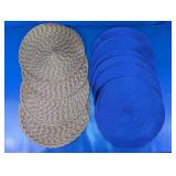 Woven Round Placemats Blue & Multi Set