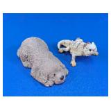 Miniature Sleeping Dog & Horned Toad Figurines