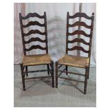 Vintage Tell City Wooden Ladder Back Chairs Duo