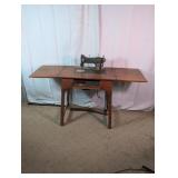Vtg Sewing Machine Cabinet Table Desk