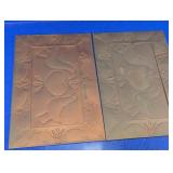 Vintage Punched Copper Tin Wall Art Panels Duo