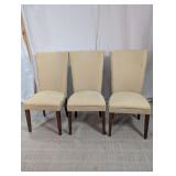 Beige Fabric Upholstered Dining Chairs Trio