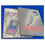 Vtg Camille Hosiery Box with Postage Stamps Lot