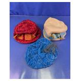 Three Ruffled Fabric Hats
