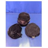 Black Velvet or Felt Millinery Hats