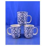 Blue & White Pattern Glass Mugs Set