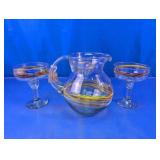 Multicolor Striped Pitcher & Margarita Glasses