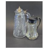 Vtg. Cut Glass Decanters w/ Hinged Lids Duo