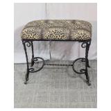 Vintage Leopard Print Wrought Iron Bench Furniture