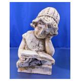 Ceramic Young Child Reading Book Figurine