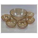 Vintage Amber Glass Floral Punch