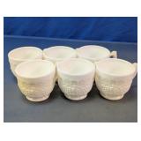White Milk Glass Grape Design Cups Set