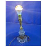 Vintage Cut Glass & Brass Accent Table Lamp