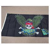 Vintage Biker Skull Eagle Motor Cycles Flag