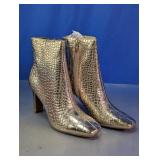 Nine West Silver Crocodile Embossed Ankle Boots