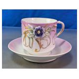Vtg Porcelain Mustache Cup & Saucer Set