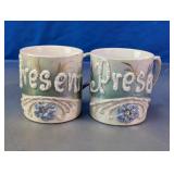 Vtg Pearlized Porcelain Present Mugs