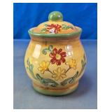 Maxcera Hand Painted Floral Ceramic Jar w/ Lid