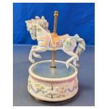 Vtg Porcelain Carousel Horse Musical Box