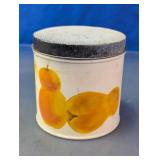 Vtg Fruit Motif Metal Storage Canister